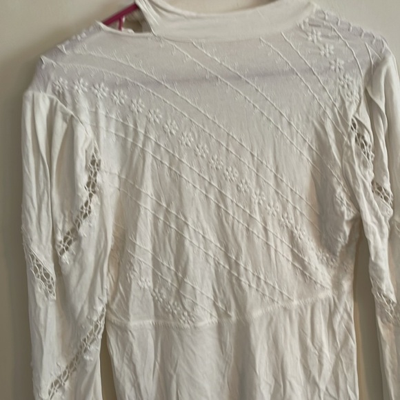 Free People Ivory Mock Neck Lace Top - Picture 7 of 12
